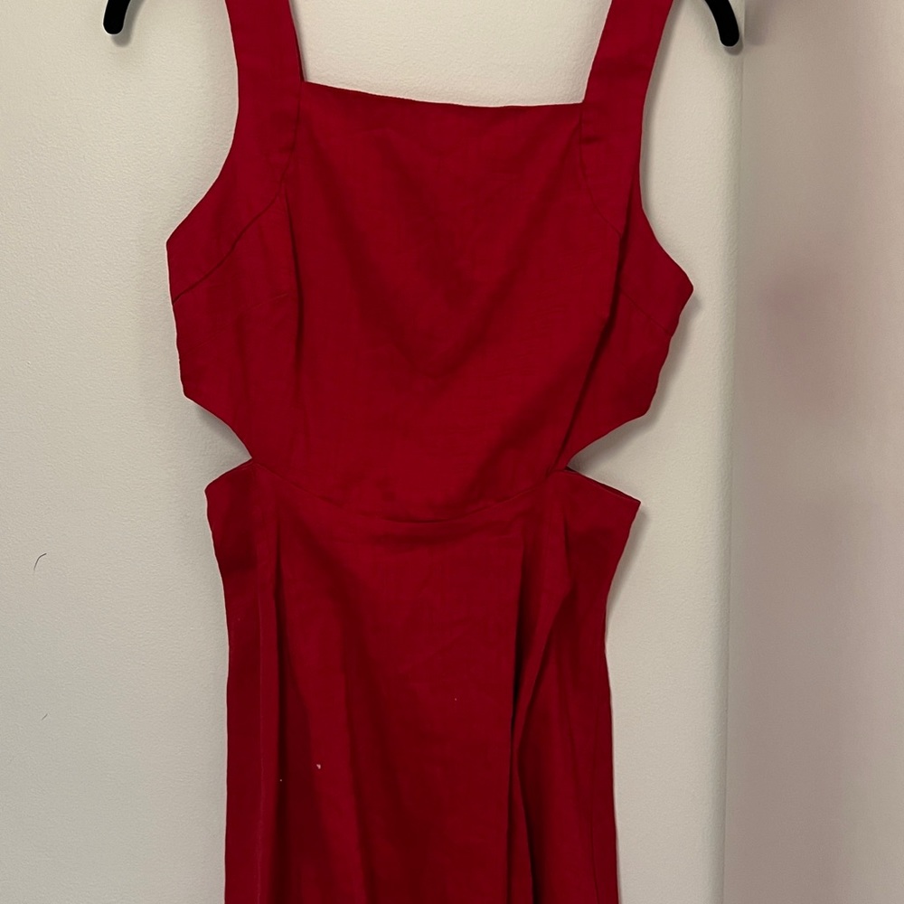 Red mini dress with side and back cutouts